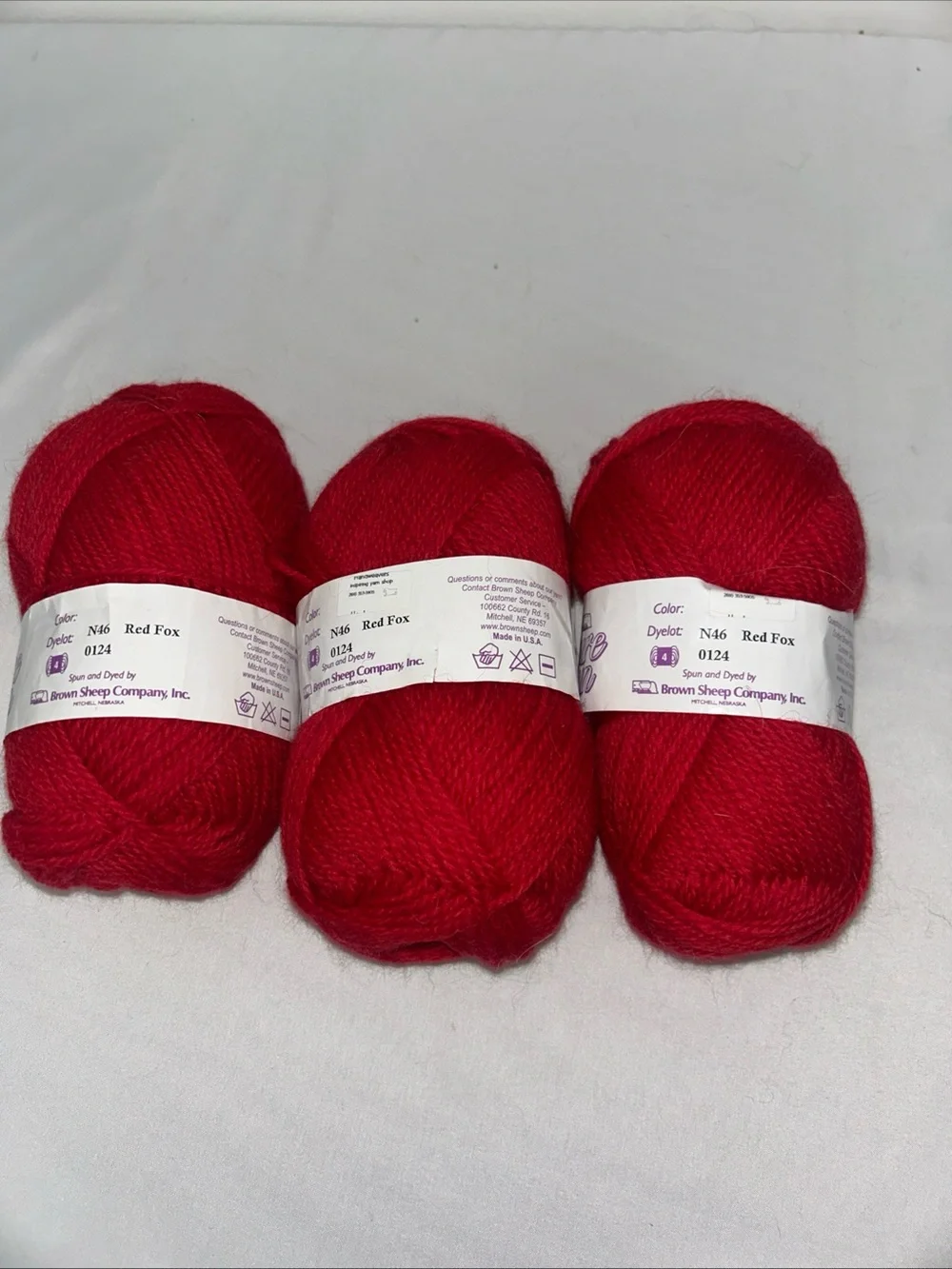 Nature Spun Brown Sheep Wool Yarn Worsted N46 Red Fox Lot Of Three Skeins